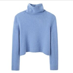 THE ROW Nenette Top Cropped Turtleneck Sweater in Chambray - S